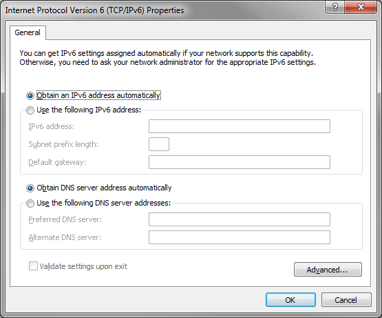 Access IPv6 settings in Windows
