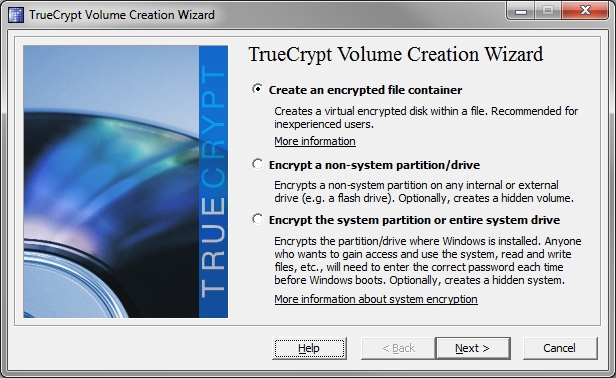 Truecrypt Volume Creation Wizard on Windows